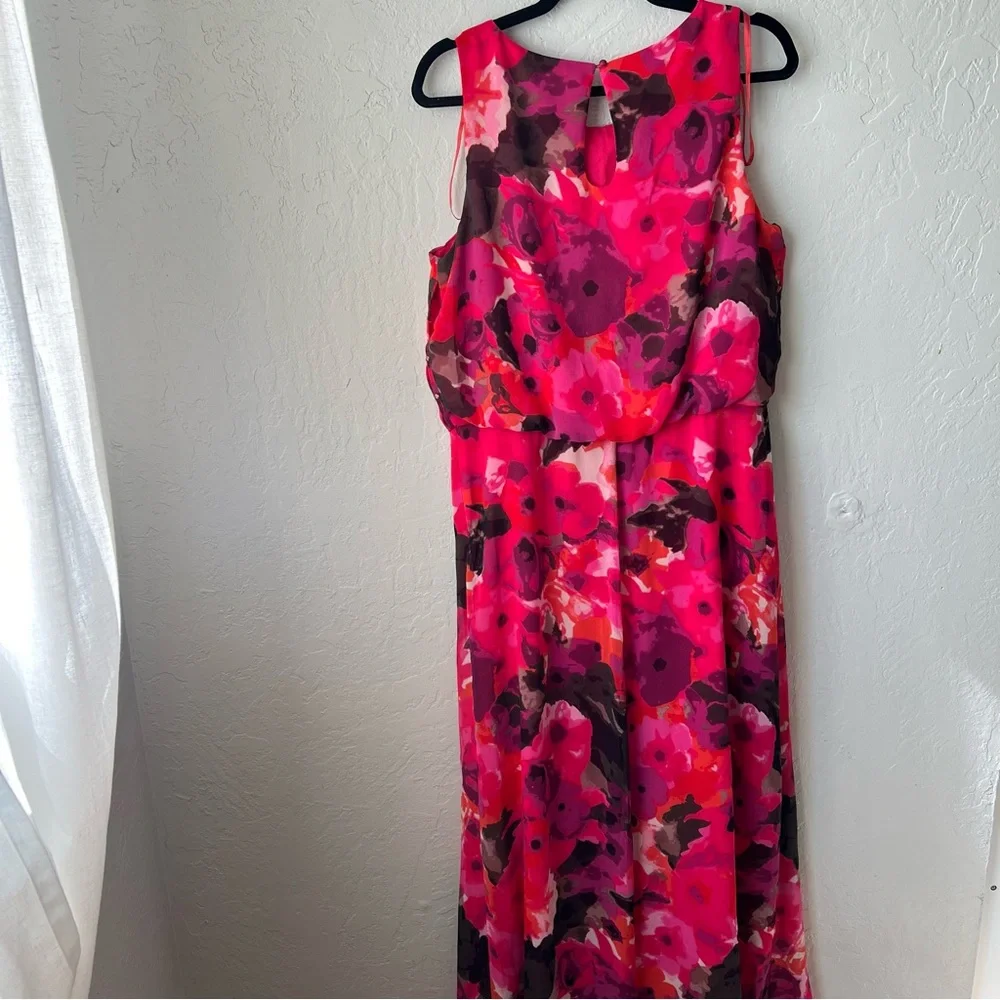 Eliza J Floral High Low Dress Red Black preppy wedding summer bohemian party - Picture 15 of 15